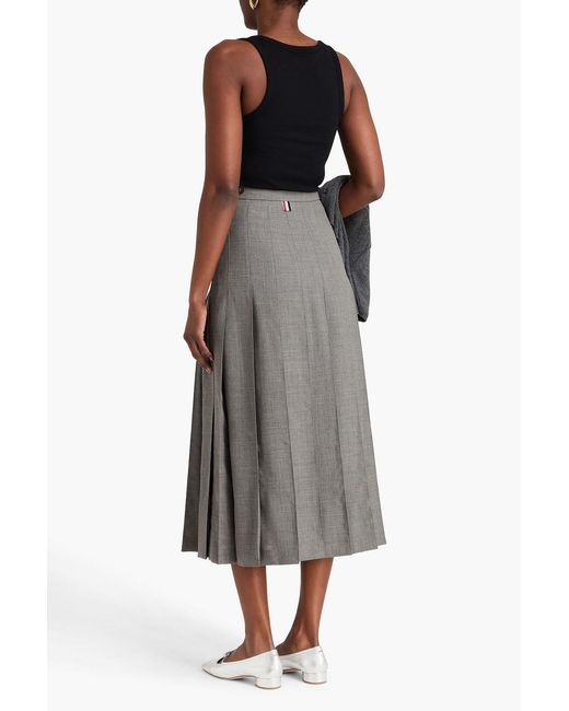 Thom Browne Gray Pleated Wool Midi Skirt