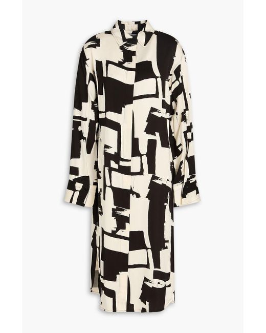 Day Birger et Mikkelsen Black Hemdkleid in midilänge aus satin aus einer ecoveroTM-mischung mit print