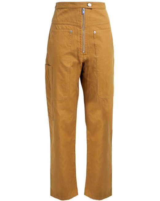 Isabel Marant Natural paggy Cotton And Linen-blend Canvas Straight-leg Pants