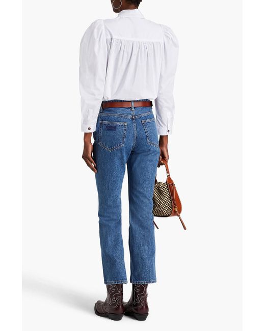 Ganni Blue High-rise Bootcut Jeans