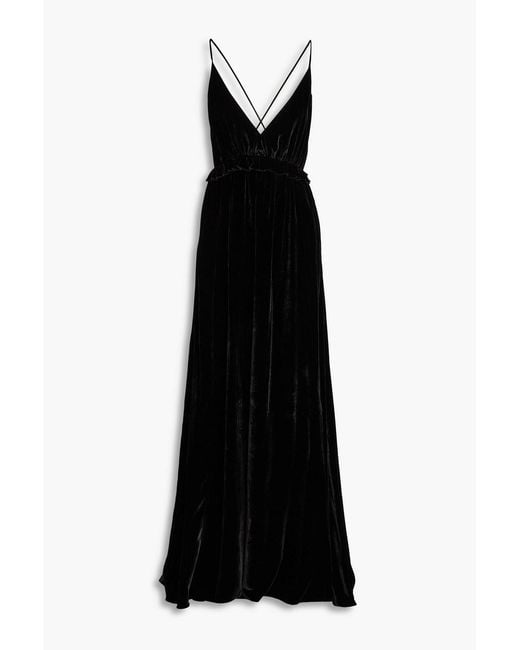 Ulla Johnson Black Lavinia Ruffled Velvet Gown