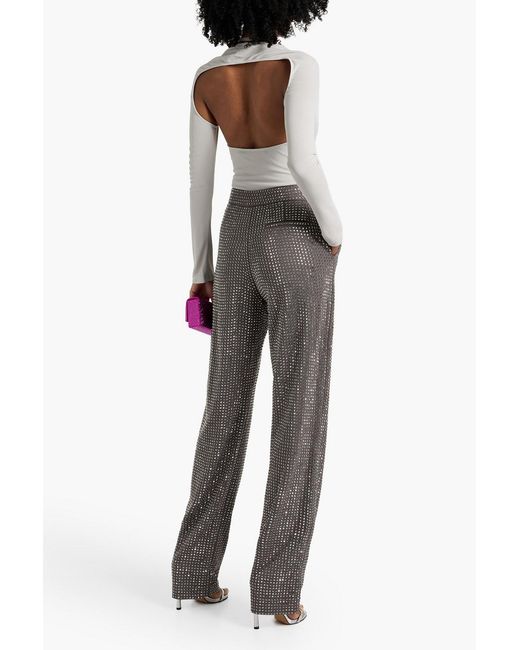 Area Gray Crystal-embellished Crepe Straight-leg Pants