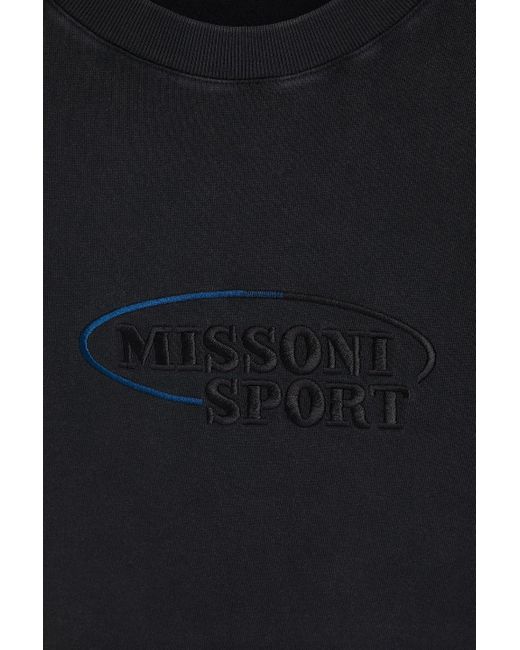 Missoni Black Embroidered Cotton-jersey T-shirt for men
