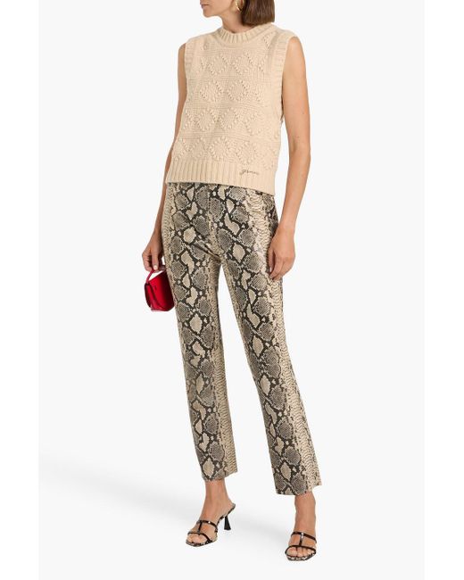 Ganni Natural Jacquard-Knit Wool And Cotton-Blend Vest