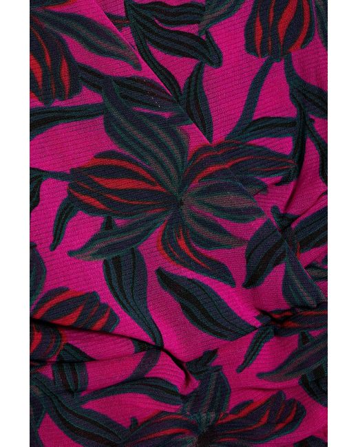 Diane von Furstenberg Purple Rochelle kleid aus stretch-mesh mit floralem print und wickeleffekt
