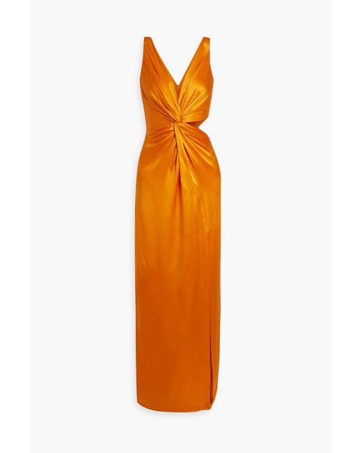 Nicholas Orange Silvina Twisted Cutout Silk-satin Gown