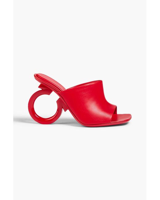 Ferragamo Red Astro X5 Leather Mules