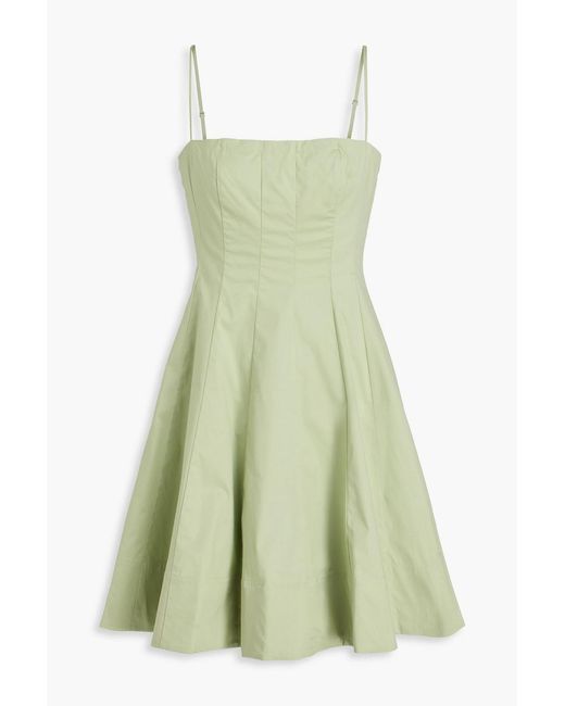 Staud Green Wylie Stretch-cotton Poplin Mini Dress
