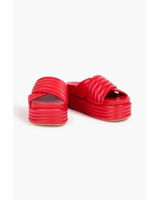 Farm Rio Red Quilted Leather Platform Sandals