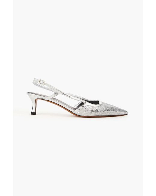 Maje Metallic Glittered Mirrored-leather Pumps