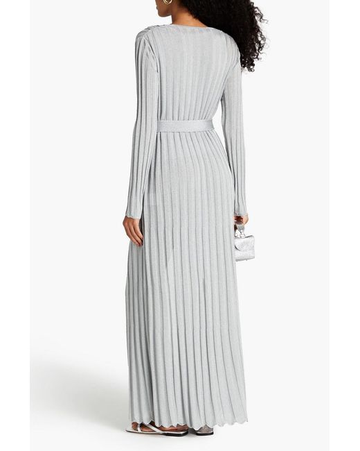 Missoni Gray Belted Ribbed-Knit Cardigan