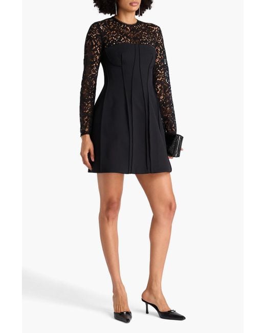 Jonathan Simkhai Black Primm Twill-Paneled Corded Lace Mini Dress