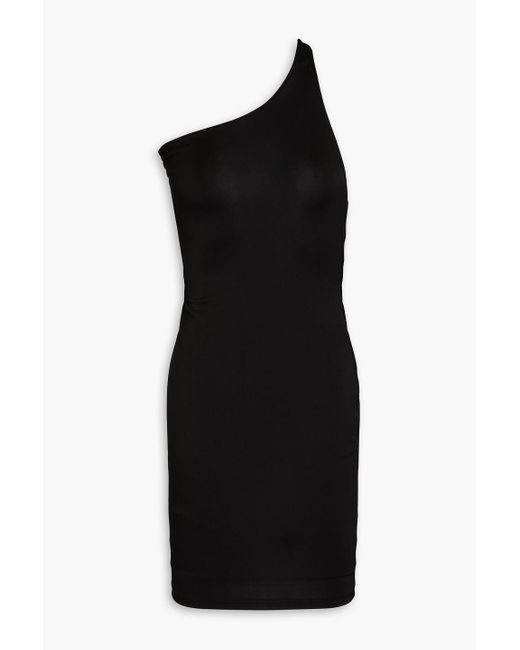 Louisa Ballou Black One-shoulder Cutout Jersey Mini Dress