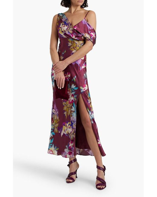 Nicholas Finley Floral-print Hammered Silk-satin Maxi Dress