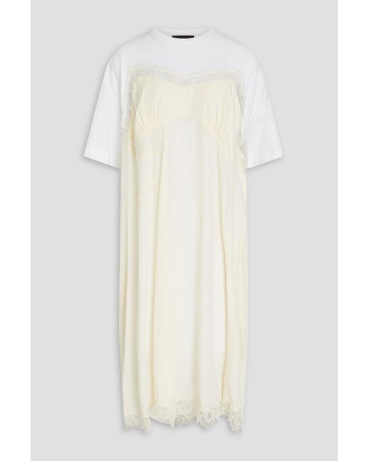 Simone Rocha White Oversized Cotton Jersey-paneled Crepon Midi Dress