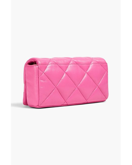 Stand Studio Hera Quilted Leather Clutch Bag - Green