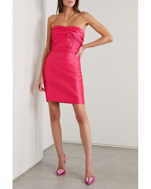 Reem Acra Red Convertible Strapless Mikado-piqué Mini Dress