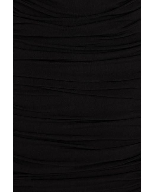 Hervé Léger Black Ruched Jersey Mini Dress
