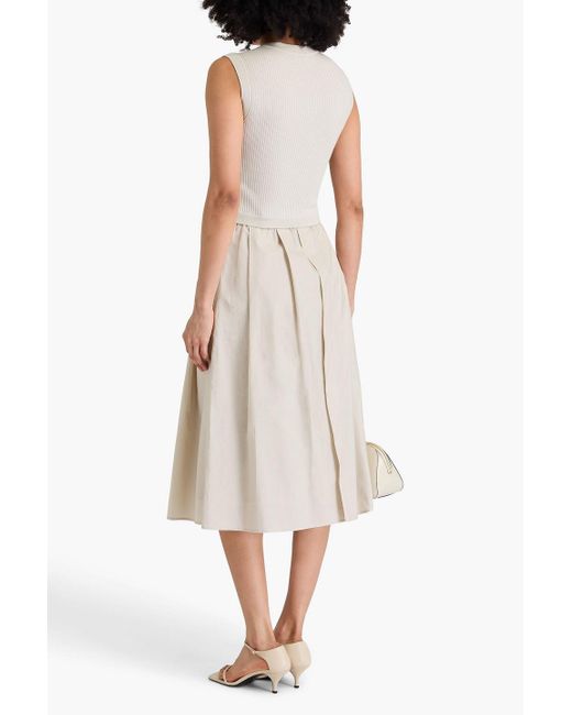 Brunello Cucinelli White Gerippte weste aus einer kaschmirmischung mit metallic-effekt