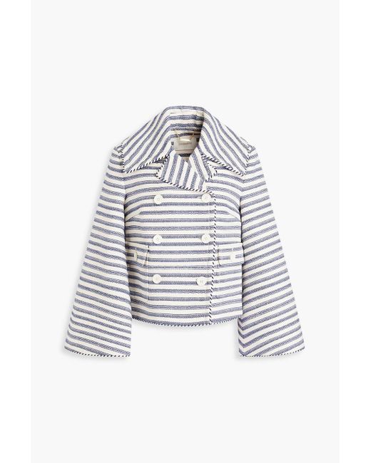 Zimmermann White Striped Cotton-blend Tweed Jacket
