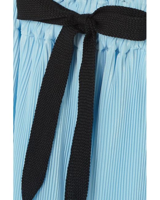 Roland Mouret Blue Haven Striped Plissé-jersey Wide-leg Pants