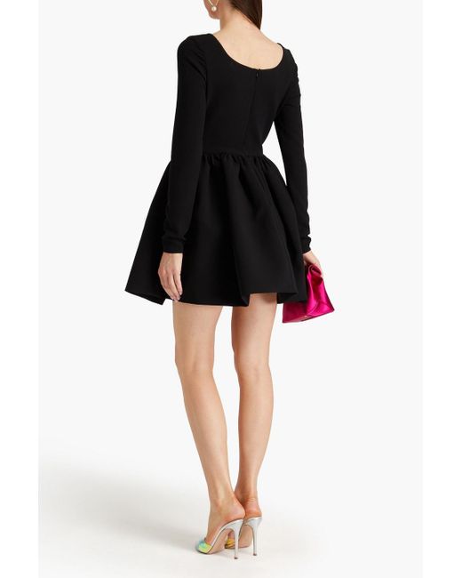 Magda Butrym Black Gathered Wool-blend Crepe Mini Dress