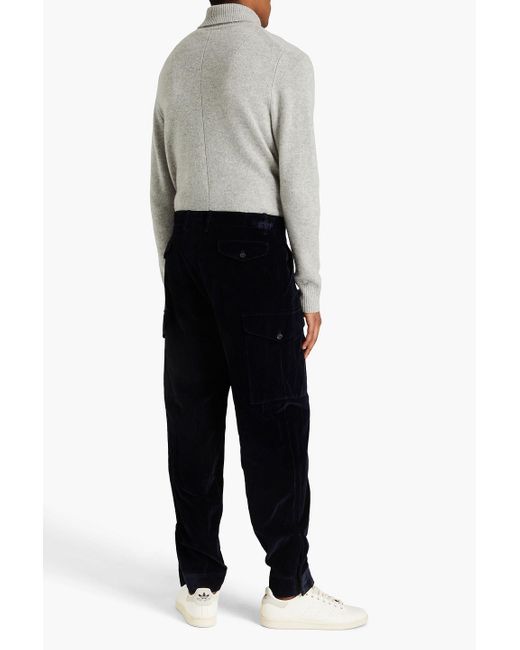 Emporio Armani Black Tapered Cotton-blend Velvet Pants for men