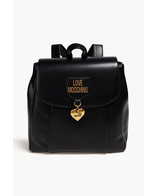 Love Moschino Black Faux Leather Backpack