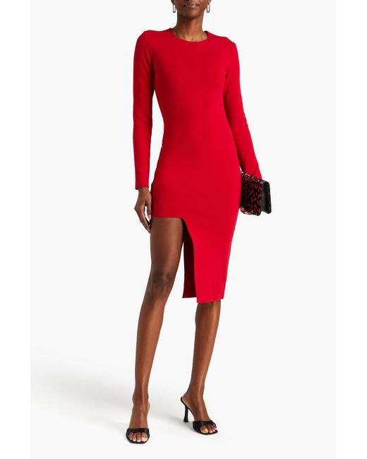 Zeynep Arcay Red Asymmetric Stretch-knit Dress