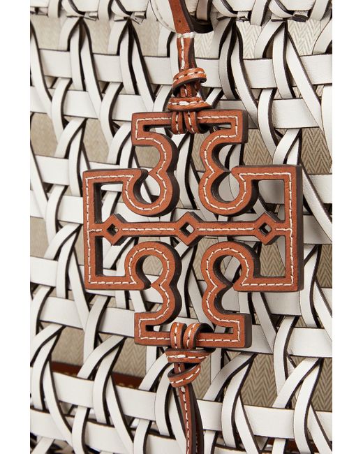Tory Burch Metallic Mcgraw tote bag aus geflochtenem leder