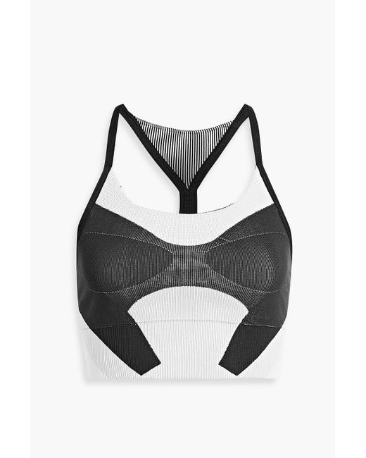 Adidas By Stella McCartney Black Printed Stretch-jersey Sports Bra
