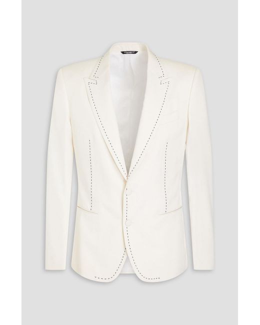 Dolce & Gabbana White Wool-blend Twill Blazer for men