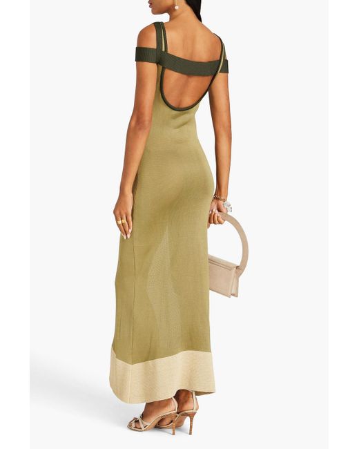 Jacquemus Green Camargue Cold-shoulder Knitted Maxi Dress