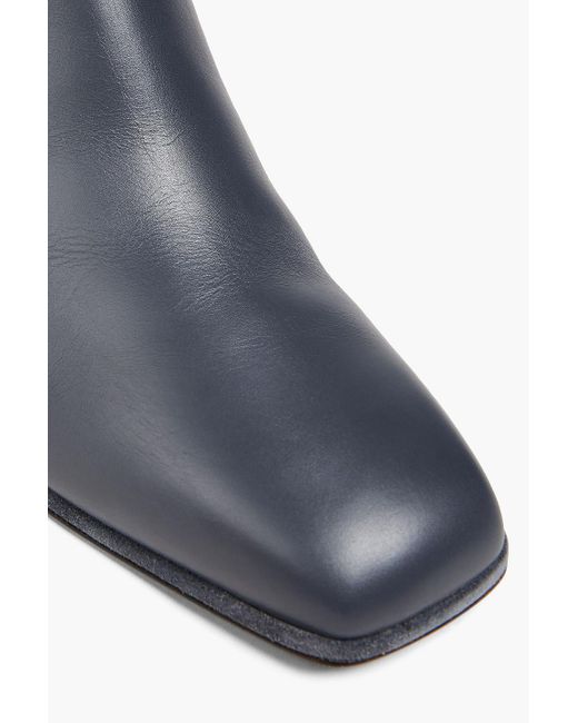 Ferragamo Blue Cassaro Leather Ankle Boots