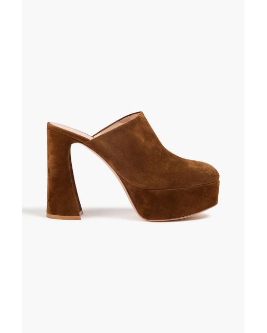Gianvito Rossi Brown 'Lyss' Suede Platform Mules