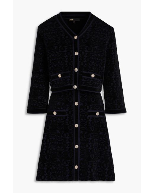 Maje Black Jacquard-Knit Mini Dress And Jacket Set
