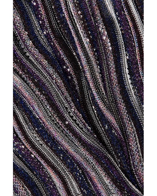 Missoni Purple Sequined Metallic Crochet-knit Mini Dress