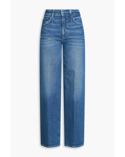 PAIGE Blue Sasha Faded High-Rise Wide-Leg Jeans