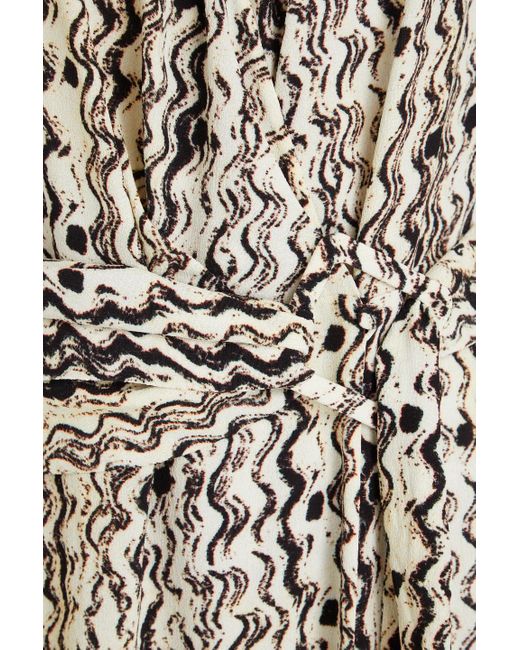 Nanushka White Printed Crepe Midi Wrap Dress