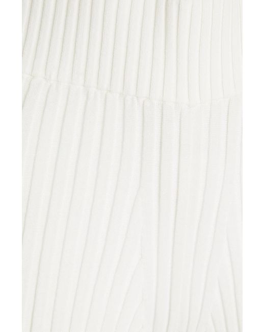 Dion Lee White Ribbed Cotton-blend Flared Pants