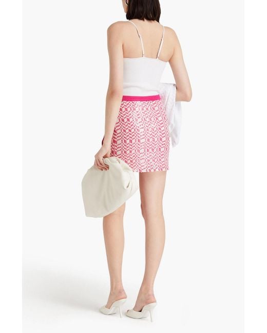 Missoni Pink Sequined Printed Silk-chiffon Mini Skirt
