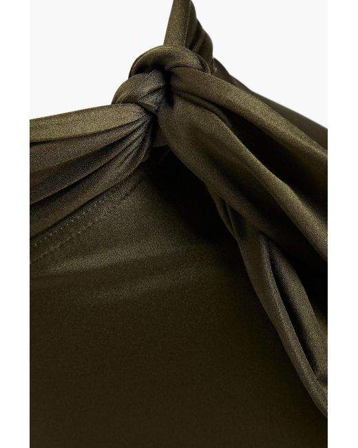Zimmermann Green Laurel Cutout Bow-detailed Bandeau Swimsuit