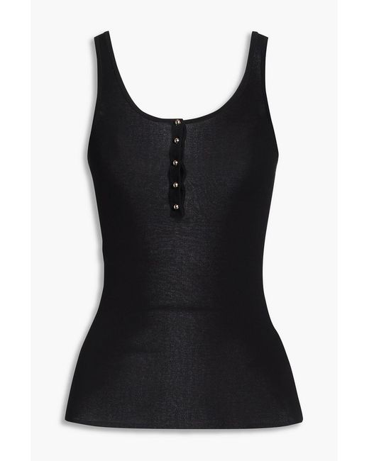 Sandro Black Ribbed Cotton-blend Top