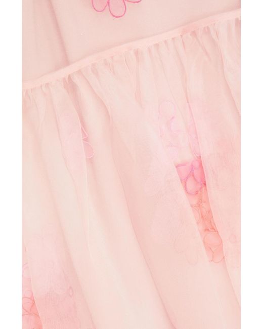 RED Valentino Pink Gathered Silk-organza Mini Dress