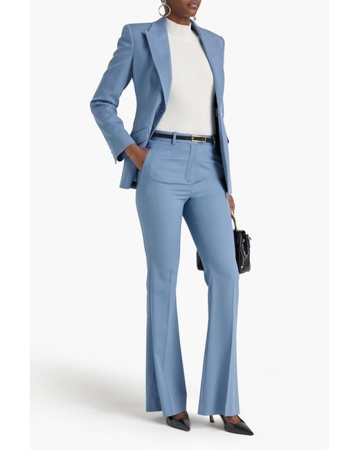 Versace Blue Wool-Blend Twill Flared Pants