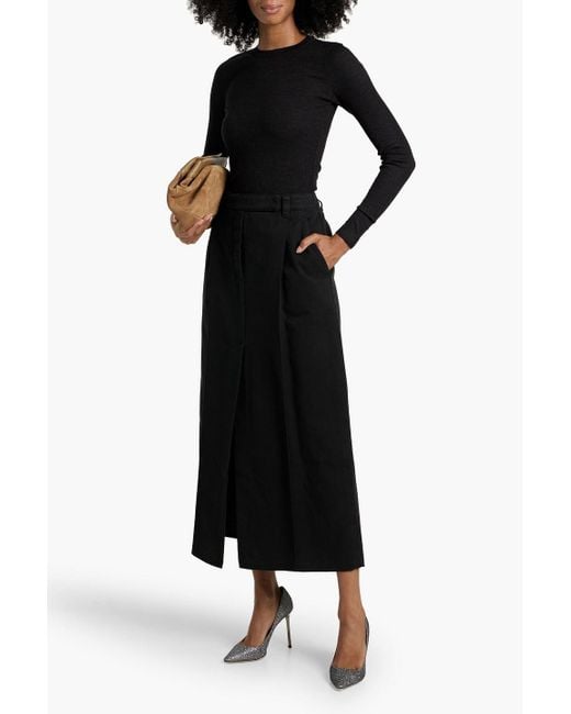 Brunello Cucinelli Black Cotton-Twill Maxi Skirt