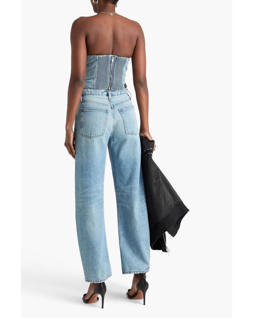 Amiri Blue Cropped Strapless Faded Denim Bustier Top