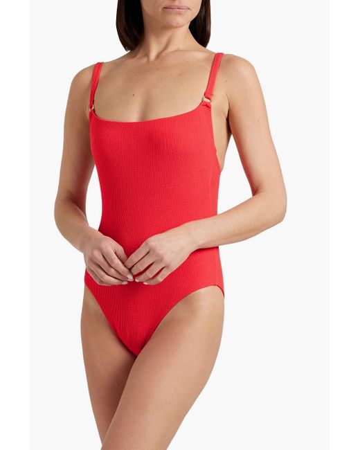 Melissa Odabash Red Tosca Ribbed Swimsuit