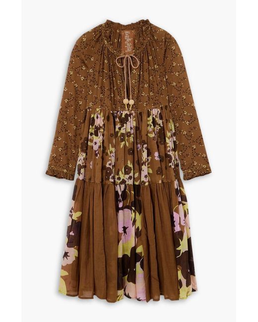 Yvonne S Brown Midikleid aus baumwoll-voile mit blumenprints zum binden