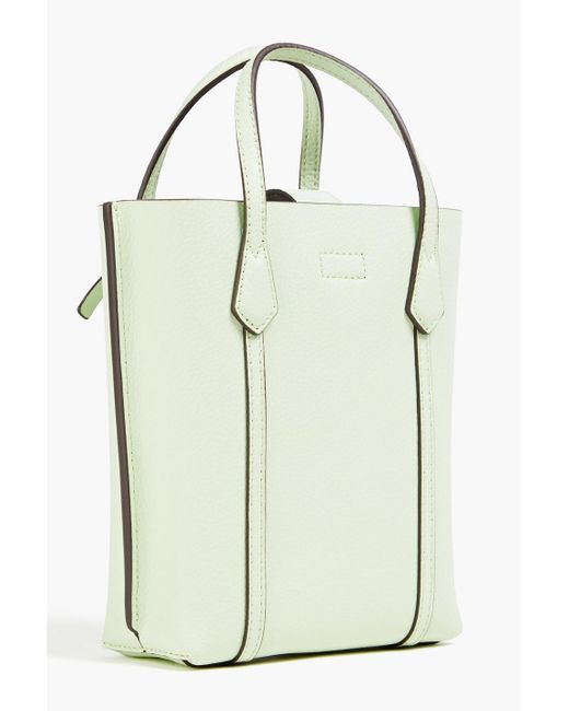 Tory Burch White Perry Mini Pebbled-Leather Tote